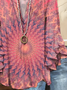 Damen Tie-Dye-Muster Halbarm Bluse Sommer Print V-Ausschnitt Täglich Lässig Oberteile