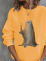 Damen Halloween Rundhals Print Lässig Frühling/Herbst Langarm Sweatshirt