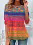Damen Geblümt Langarm T-Shirts T-Shirt Rundhals Print Lässig Frühling/Herbst Tunika Oberteile