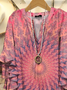 Damen Tie-Dye-Muster Halbarm Bluse Sommer Print V-Ausschnitt Täglich Lässig Oberteile