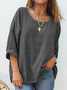 Damen Unifarben Dreiviertelärmel T-Shirts T-Shirt Rundhals Lässig Frühling/Herbst Oberteile
