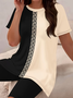 Damen Geometrisch Print Zweiteiliges Set Täglich Kurzarm Lässig Sommer Bluse mit Hose Matching Set