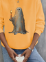 Damen Halloween Rundhals Print Lässig Frühling/Herbst Langarm Sweatshirt