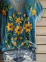 Damen Geblümt Kurzarm T-Shirts T-Shirt V-Ausschnitt Print Lässig Sommer T-Shirt mit Grafik Oberteile