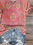 Damen Geblümt Kurzarm T-Shirts T-Shirt V-Ausschnitt Print Lässig Sommer T-Shirt mit Grafik Oberteile
