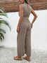 Damen Geometrisch Rundhals Ärmellos Retro Sommer Jumpsuit