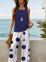 Damen Polka Dots Print Zweiteiliges Set Täglich Ärmellos Lässig Sommer Bluse mit Hose Matching Set