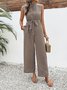 Damen Geometrisch Rundhals Ärmellos Retro Sommer Jumpsuit