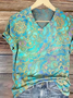 Damen Geblümt Kurzarm T-Shirts T-Shirt V-Ausschnitt Print Lässig Sommer T-Shirt mit Grafik Oberteile