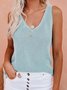Damen Ärmellos Tanktop Oberteile Leibchen Sommer Unifarben Nahtverarbeitung V-Ausschnitt Täglich Einfach Oberteile
