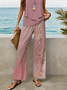 Damen Abstrakt Print Zweiteiliges Set Täglich Ärmellos Lässig Sommer Bluse mit Hose Matching Set