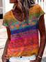 Damen Geblümt Kurzarm T-Shirts T-Shirt V-Ausschnitt Print Lässig Sommer T-Shirt mit Grafik Oberteile