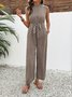 Damen Geometrisch Rundhals Ärmellos Retro Sommer Jumpsuit