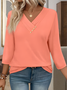 Damen Unifarben Halbarm T-Shirts T-Shirt V-Ausschnitt Lässig Sommer Oberteile