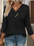 Damen Unifarben Halbarm T-Shirts T-Shirt V-Ausschnitt Lässig Sommer Oberteile