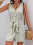 Damen Geometrisch V-Ausschnitt Ärmellos Retro Sommer Jumpsuit