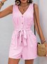 Damen Geometrisch V-Ausschnitt Ärmellos Retro Sommer Jumpsuit