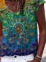 Damen Geblümt Kurzarm T-Shirts T-Shirt V-Ausschnitt Print Lässig Sommer T-Shirt mit Grafik Oberteile
