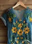 Damen Geblümt Kurzarm T-Shirts T-Shirt V-Ausschnitt Print Lässig Sommer T-Shirt mit Grafik Oberteile