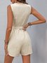 Damen Geometrisch V-Ausschnitt Ärmellos Retro Sommer Jumpsuit