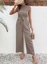 Damen Geometrisch Rundhals Ärmellos Retro Sommer Jumpsuit