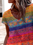 Damen Geblümt Kurzarm T-Shirts T-Shirt V-Ausschnitt Print Lässig Sommer T-Shirt mit Grafik Oberteile