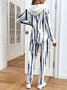 Damen abstrakte Streifen Print Zweiteiliges Set Täglich Langarm Lässig Frühling/Herbst Mantel mit Hosen Matching Set