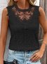 Damen Ärmellos Tanktop Oberteile Leibchen Sommer Geblümt Stickerei Rundhals Täglich Einfach Oberteile