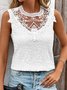 Damen Ärmellos Tanktop Oberteile Leibchen Sommer Geblümt Stickerei Rundhals Täglich Einfach Oberteile