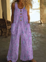 Damen Abstrakt Rundhals Ärmellos Lässig Sommer Jumpsuit