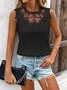 Damen Ärmellos Tanktop Oberteile Leibchen Sommer Geblümt Stickerei Rundhals Täglich Einfach Oberteile