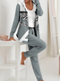 Damen Abstrakt Print Zweiteiliges Set Täglich Langarm Lässig Frühling/Herbst Mantel mit Hosen Matching Set
