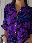 Damen Geblümt Dreiviertelärmel Bluse Frühling/Herbst Print Hemdkragen Täglich Lässig Oberteile
