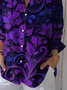 Damen Geblümt Dreiviertelärmel Bluse Frühling/Herbst Print Hemdkragen Täglich Lässig Oberteile