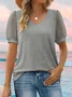Damen Polka Dots Kurzarm T-Shirts T-Shirt V-Ausschnitt Jacquard Lässig Sommer Oberteile