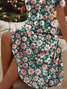 Damen Geblümt Kurzarm Sommer Print Kleid V-Ausschnitt Täglich Lässig Midi Passen & Flare Kleid A-Linien-Kleid