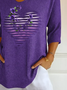 Damen Geblümt Dreiviertelärmel T-Shirts T-Shirt V-Ausschnitt Print Lässig Frühling/Herbst T-Shirt mit Grafik Oberteile