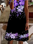Damen Geblümt Kurzarm Sommer Print Kleid V-Ausschnitt Täglich Lässig Midi Passen & Flare Kleid A-Linien-Kleid