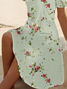 Damen Geblümt Kurzarm Sommer Print Kleid V-Ausschnitt Täglich Lässig Midi Passen & Flare Kleid A-Linien-Kleid
