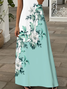 Damen Geblümt Kurzarm Sommer Print Kleid V-Ausschnitt Täglich Lässig Maxikleid X-Linie Kleid