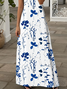 Damen Geblümt Kurzarm Sommer Print Kleid V-Ausschnitt Täglich Lässig Maxikleid X-Linie Kleid