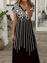 Damen Abstrakt Kurzarm Sommer Print Kleid V-Ausschnitt Täglich Lässig Maxikleid X-Linie Kleid