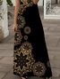 Damen Geblümt Kurzarm Sommer Print Kleid V-Ausschnitt Täglich Lässig Maxikleid X-Linie Kleid