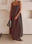 Damen Gestreift Ärmellos Sommer Nahtverarbeitung Kleid Karree-Ausschnitt Täglich Retro Maxikleid Tanktop A-Linien-Kleid