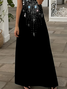 Damen Abstrakt Kurzarm Sommer Print Kleid V-Ausschnitt Täglich Lässig Maxikleid X-Linie Kleid