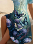 Damen Geblümt Kurzarm Sommer Print Kleid V-Ausschnitt Täglich Lässig Midi Passen & Flare Kleid A-Linien-Kleid