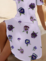 Damen Geblümt Kurzarm Sommer Print Kleid V-Ausschnitt Täglich Lässig Midi Passen & Flare Kleid A-Linien-Kleid