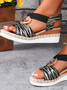 Neu Keilabsatz Pantolette für Damen Metallische Schnalle Hanf Seil Keilabsatz Licht Unterseite Dicker Boden Fisch Mund Kiefer Wurzel Pantolette