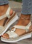 Neu Keilabsatz Pantolette für Damen Metallische Schnalle Hanf Seil Keilabsatz Licht Unterseite Dicker Boden Fisch Mund Kiefer Wurzel Pantolette