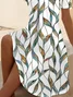 Damen Blätter Kurzarm Sommer Print Kleid V-Ausschnitt Täglich Lässig Midi Passen & Flare Kleid A-Linien-Kleid